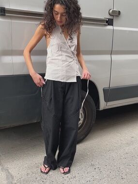 Deiji Studios Channel Wide-Leg Pants w/Subtle Stitch Detail EUC XS Sold Out.